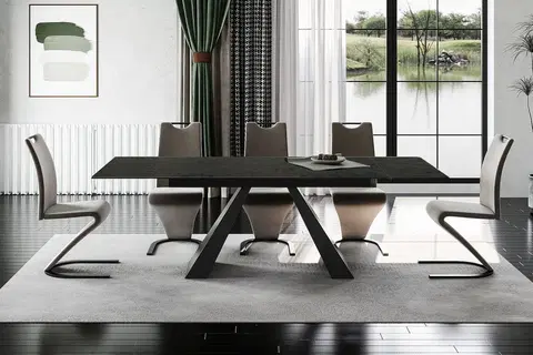 Jídelní stoly Rozkládací jídelní stůl SALVADORE Signal Černá - melted glass