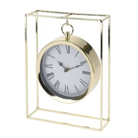 Stolní hodiny DekorStyle Stolní kovové hodiny 25 cm zlaté