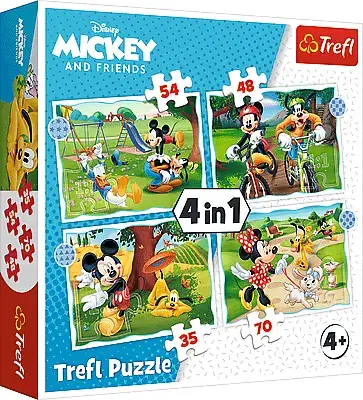 Hračky puzzle TREFL - Puzzle 4v1 - Mickeyho pěkný den / Disney Standard Characters