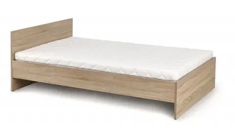 Postele HALMAR Dřevěná postel Lima 120x200 dvoulůžko - dub sonoma