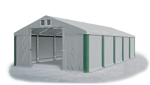 Zahrada Skladový stan 5x10x2,5m střecha PVC 560g/m2 boky PVC 500g/m2 konstrukce ZIMA PLUS Šedá Šedá Zelená
