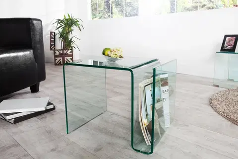 Designové a luxusní konferenční stolky Estila Designový skleněný konferenční stolek Ghost 50cm