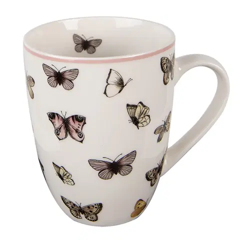 Hrnky a šálky Porcelánový hrnek s motýlky Butterfly Paradise -  12*8*10cm / 350 ml Clayre & Eef BPDMU
