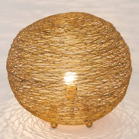 Světla na parapety Holländer Stolní lampa Campano zlatá, 40 cm průměr