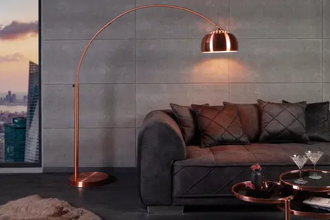 Svítidla LuxD 16777 Designová stojanová lampa Arch měděná
