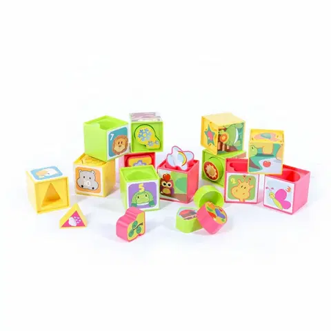 Dřevěné hračky Teddies Vkládačka Kostky kubus, 12 ks