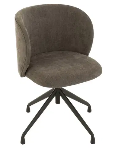 Jídelní stoly Šedá sametová jídelní točící židle Chair Turn Grey - 56*48*77cm J-Line by Jolipa 35015