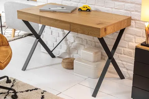 Psací stoly LuxD Designový psací stůl Kiana 110 cm vzor dub