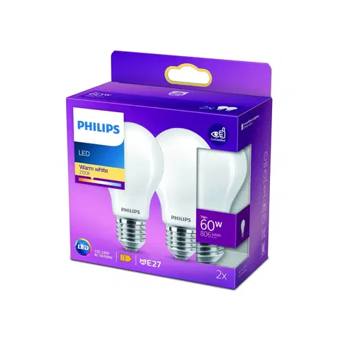 LED žárovky Philips Philips LED žárovka E27 7W 2 700K opál 2ks