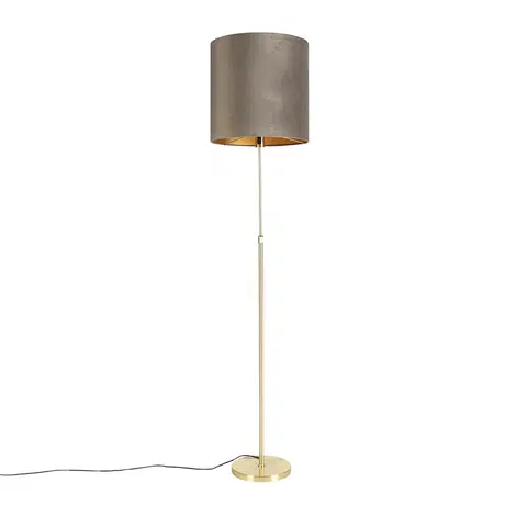 Stojaci lampy Stojací lampa zlatá / mosaz se sametovým odstínem taupe 40/40 cm - Parte