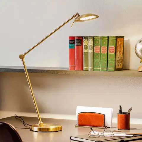 Stolní lampy Knapstein Stmívatelná stolní lampa LED Beatrice mosaz matná