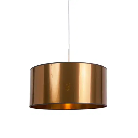 Zavesna svitidla Designová závěsná lampa bílá s měděným stínidlem 50 cm - Combi 1
