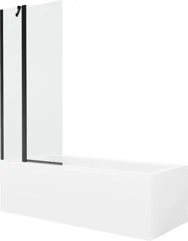 Vany MEXEN/S Cubik obdélníková vana 150 x 70 cm s panelem + vanová zástěna 80 cm, transparent, černá 550315070X9408117000