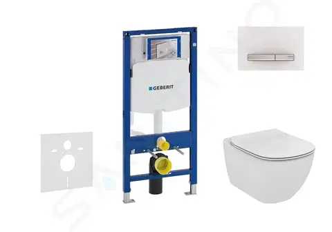 Záchody GEBERIT Duofix Set předstěnové instalace, klozetu a sedátka Ideal Standard Tesi, tlačítka Sigma50, Aquablade, SoftClose, alpská bílá 111.300.00.5 NU8