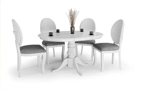 Jídelní stoly HALMAR Rozkládací kulatý jídelní stůl Villian bílý