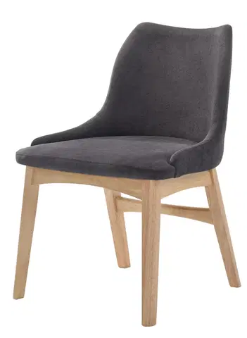 Luxusní jídelní židle Estila Skandinávská šedá jídelní židle Nordica Clara ze světle hnědého dubového dřeva s tmavě šedým čalouněním 84cm