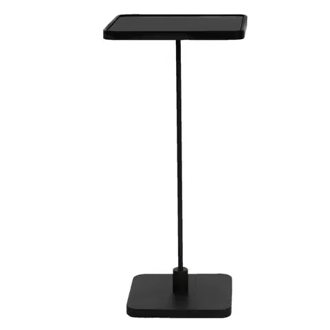 Konferenční stolky Černý odkládací stolek se skleněnou deskou - 32*32*69 cm Clayre & Eef 5Y0830