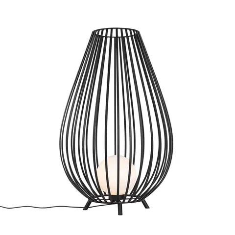 Stojaci lampy Designová stojací lampa černá s opálem 110 cm - Angela
