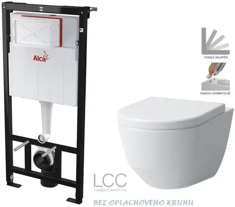 WC sedátka ALCADRAIN Sádromodul předstěnový instalační systém bez tlačítka + WC LAUFEN PRO LCC RIMLESS + SEDÁTKO AM101/1120 X LP2