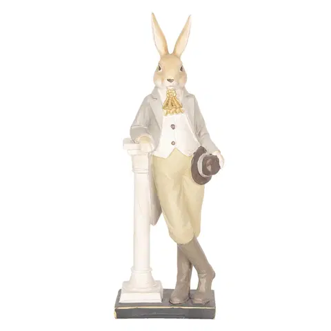 Velikonoční dekorace Velikonoční dekorace králíka s kloboukem - 17*9*46 cm Clayre & Eef 6PR2602