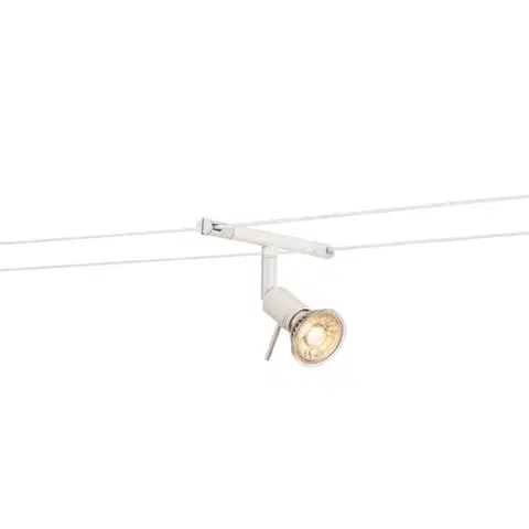 Svítidla pro lankové osvětlení SLV BIG WHITE SYROS, svítidlo s lanem pro nízkonapěťový lanový systém TENSEO, QR-C51, bílé 139101