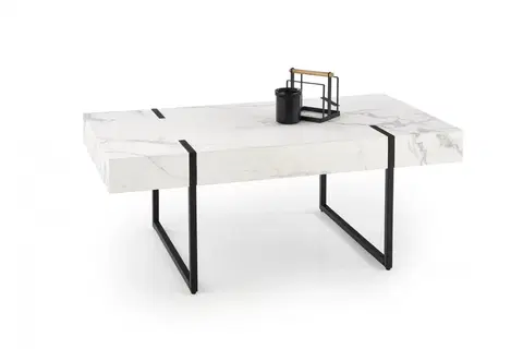 Konferenční stolky HALMAR Konferenční stolek Bianca bílý mramor/černá