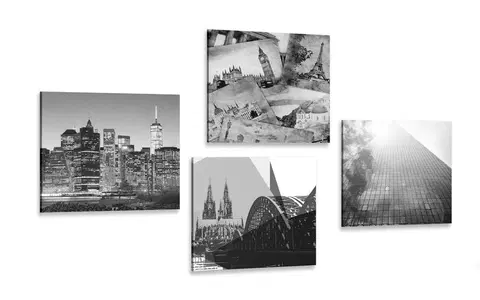 Sestavy obrazů Set obrazů města v zajímavém provedení