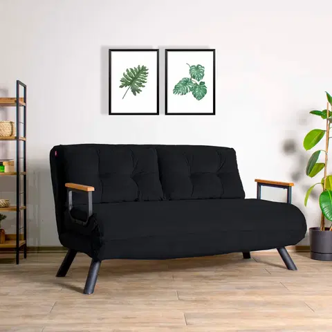 Pohovky a gauče Pohovka dvoumístná rozkládací SANDO  černá