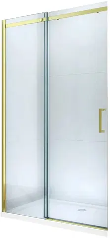 Sprchové kouty MEXEN OMEGA posuvné dveře 100x190 cm 8 mm zlatá, transparent se sadou pro niku 825-100-000-50-00