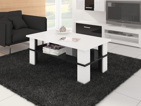 Konferenční stolky Konferenční stolek DARGANATA B, bílá/černý lesk, 5 let záruka