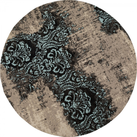 Kusové koberce KARE Design Kulatý kusový koberec Kelim Ornament - tyrkysový, Ø200cm