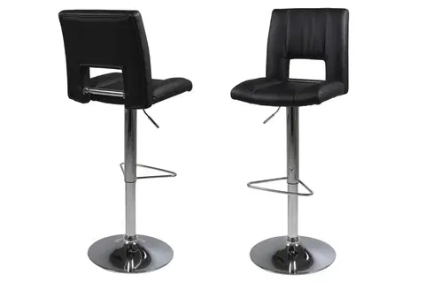 Barové židle Dkton Designová barová židle Nerine černá a chromová-ekokůže