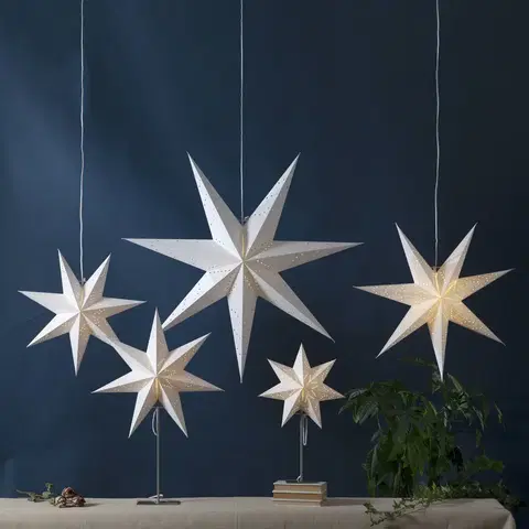 Vánoční světelná hvězda STAR TRADING Stojací hvězda Sensy, výška 78 cm, bílá