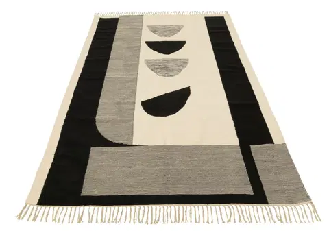 Koberce a koberečky Béžovo - černý vzorovaný koberec s třásněmi Tokyo - 198*302cm J-Line by Jolipa 34325