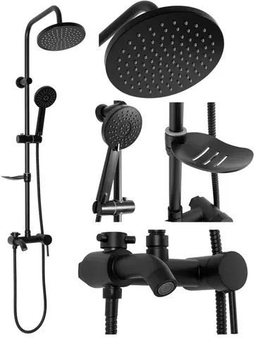 Sprchy a sprchové panely REA Sprchový set s baterií 150mm Luis černá REA-P7005