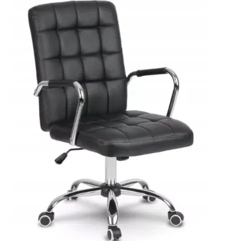 Kancelářské křesla Černá kožená kancelářská židle G401