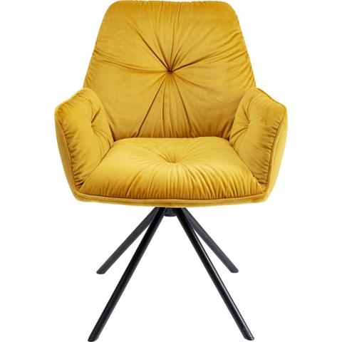 Jídelní židle KARE Design Žlutá čalouněná židle s područkami Mila