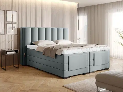 Postele Čalouněná postel VEROS Boxsprings 140 x 200 cm Savoi 100