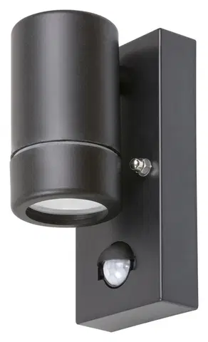 Venkovní nástěnná svítidla s pohybovým čidlem Rabalux venkovní nástěnné svítidlo Medina GU10 1X MAX 10W matná černá IP44 8834