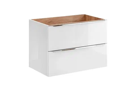 Koupelnový nábytek Comad Umyvadlová skříňka Capri 821 2S bílý lesk/dub kraft zlatý