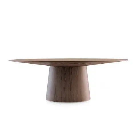 Designové a luxusní jídelní stoly Estila Moderní oválný jídelní stůl Vita Naturale s mohutnou nohou hnědý 220cm