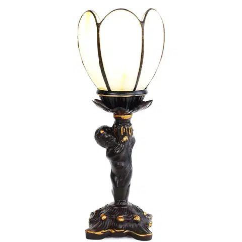 Svítidla Stolní lampa Tiffany s dítkem a květem Angio - 12*12*28 cm E14/max 1*25W Clayre & Eef 5LL-6304
