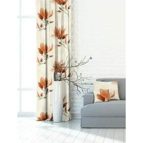 Závěsy Forbyt, Závěs dekorační nebo látka, OXY Magnolie, béžovo oranžová, 150 cm 150 cm