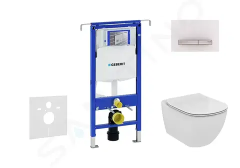 WC sedátka GEBERIT Duofix Modul pro závěsné WC s tlačítkem Sigma50, alpská bílá + Ideal Standard Tesi WC a sedátko, Aquablade, SoftClose 111.355.00.5 NU8