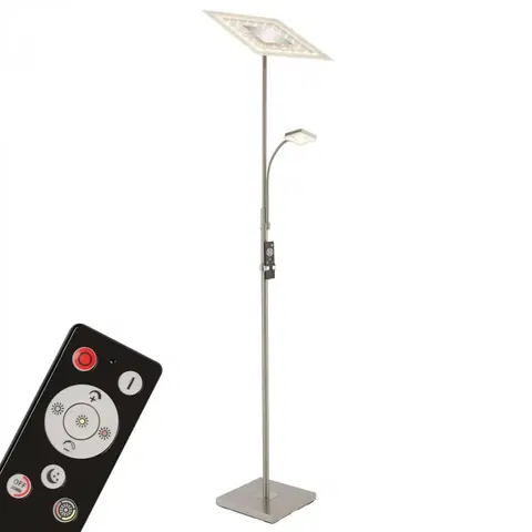 LED stojací lampy BRILONER LED nepřímé osvětlení se čtecí lampou, noční světlo, časovač, vypínač, stmívatelné BRILO 1341-022