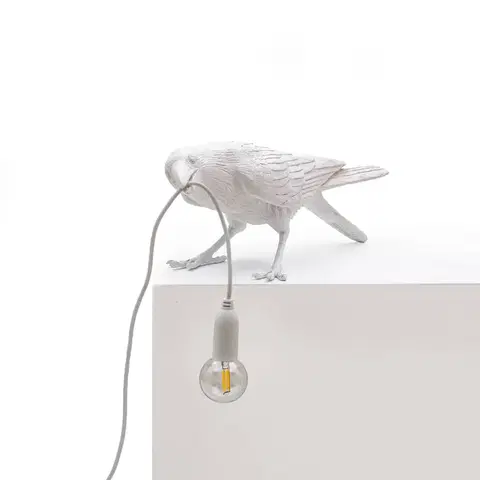 Venkovní designová světla SELETTI LED deko terasové světlo Bird Lamp, hrající bílá
