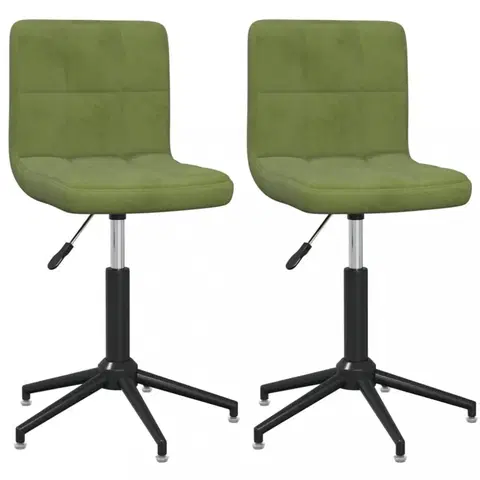 Židle Otočná jídelní židle 2 ks samet / kov Dekorhome Světle zelená