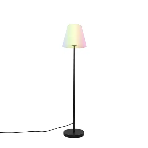 Venkovni stojaci lampy Smart vloerlamp zwart met witte kap 35 cm IP65 incl. LED - Virginia