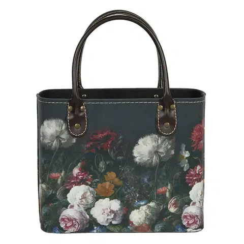 Nákupní tašky a košíky Tmavě tyrkysová květovaná vintage taška Colette - 26*12*26/35 cm Clayre & Eef BAG322