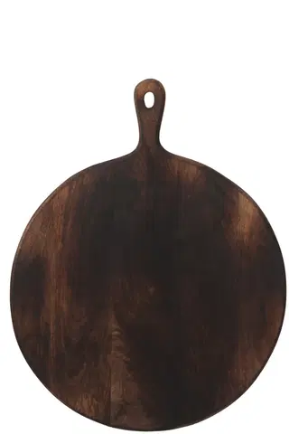 Prkénka a krájecí desky Tmavě hnědé kulaté prkénko s rukojetí - 50,5*39,8*1,7 cm J-Line by Jolipa 79081